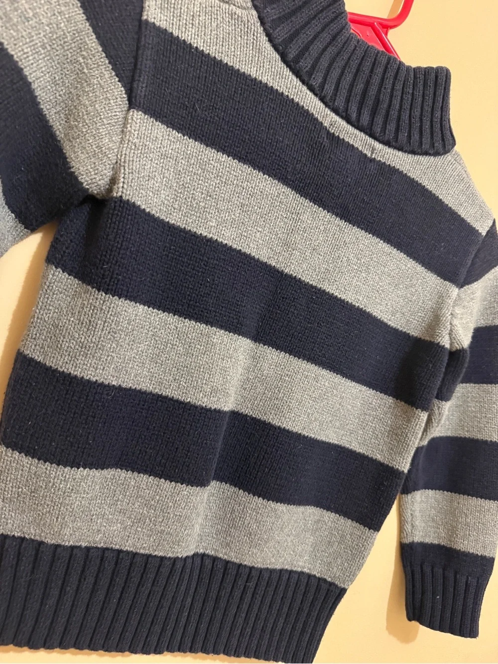 Ralph Lauren Navy & Gray Striped Half-Zip Pullover